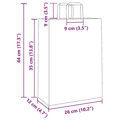Хартиени торбички 250 бр с дръжки бели 26x12x35 см