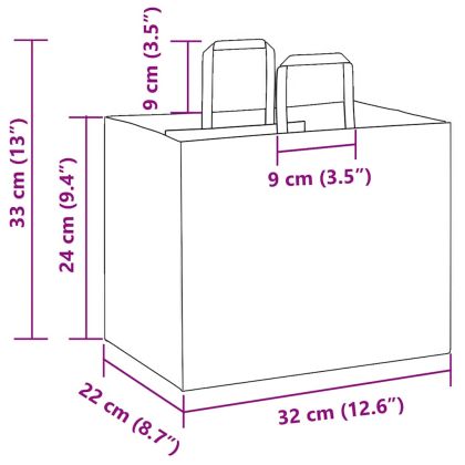 Хартиени торбички 250 бр с дръжки жълти 32x22x24 см