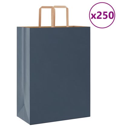 Хартиени торбички 250 бр с дръжки сини 32x17x44 см