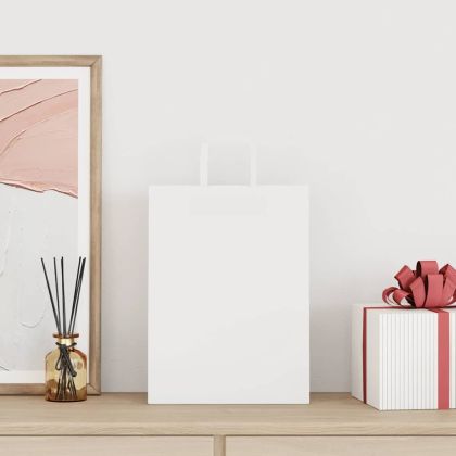 Хартиени торбички 50 бр с дръжки бели 32x22x28 см