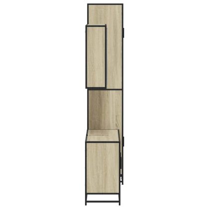 Комплект шкафове за баня от 3 части дъб сонома инженерно дърво