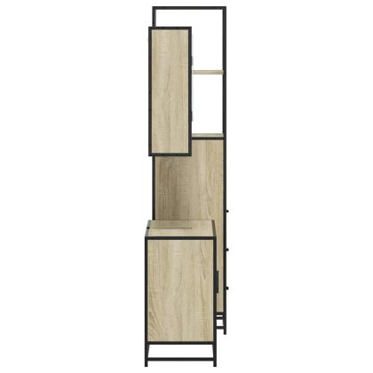 Комплект шкафове за баня от 3 части дъб сонома инженерно дърво