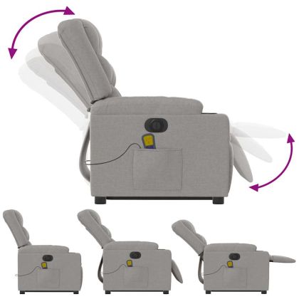 Електрически изправящ масажен реклайнер стол облачносив текстил