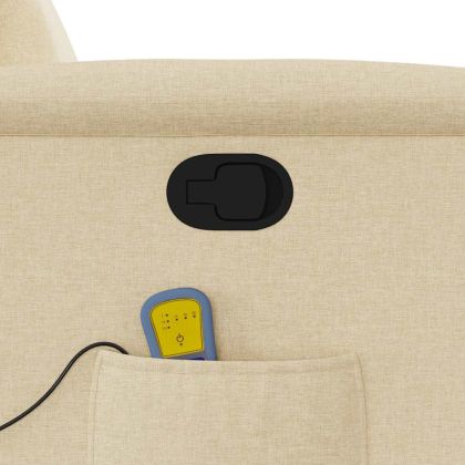 Изправящ масажен реклайнер стол, кремав, текстил