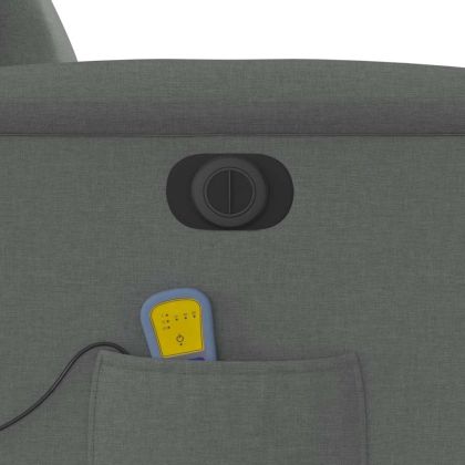 Електрически масажен реклайнер стол, тъмносив, текстил