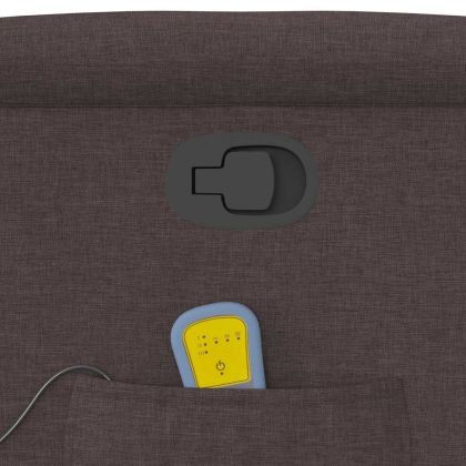 Изправящ масажен реклайнер стол, тъмнокафяв, текстил