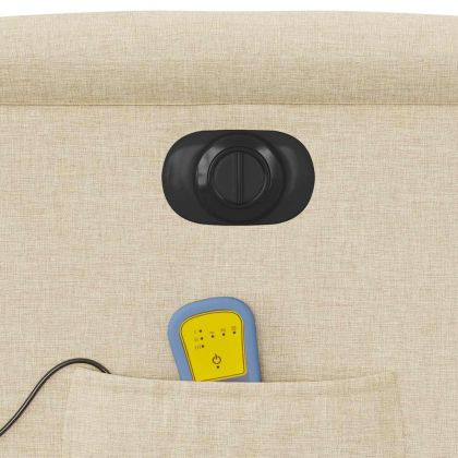 Електрически масажен реклайнер стол, кремав, текстил