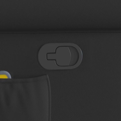 Изправящ масажен реклайнер стол, лъскаво черно, изкуствена кожа