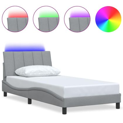 Рамка за легло без матрак Hanko, светлосива, 100x200 см, плат