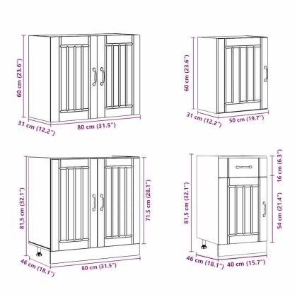 Комплект кухненски шкафове от 7 части Lucca, инженерно дърво