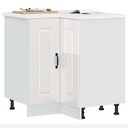 Кухненски ъглов шкаф, "Kalmar", бял гланц, инженерно дърво