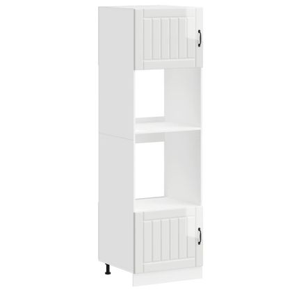 Шкафове за фурна, 2 бр. "Lucca", гланцово бяло, инженерно дърво