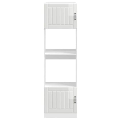 Шкафове за фурна, 2 бр. "Lucca", гланцово бяло, инженерно дърво