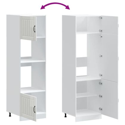 Шкафове за фурна, 2 бр. "Lucca", гланцово бяло, инженерно дърво