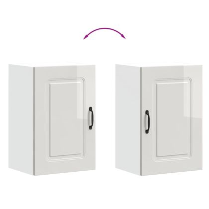 Кухненски стенен шкаф, Kalmar, бял гланц, инженерно дърво