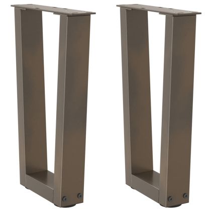 Крака за масичка за кафе, V-образни, 2 бр., естествена стомана, 38 x (42-43,3) см, стомана