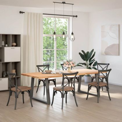 Крака за трапезна маса, V-образни, 2 бр., антрацит, 100x(72-73,3) см, стомана