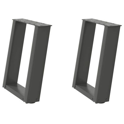 Крака за масичка за кафе, U-образни, 2 бр., антрацит, 38 x (42-43) см, стомана