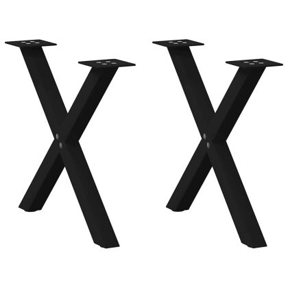 Крака за масичка за кафе, X-образни, 2 бр., черни, 60 x (42-43) см, стомана