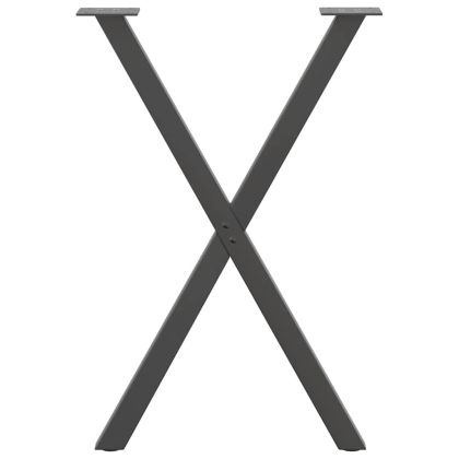 Крака за трапезна маса, X-образни, 2 бр., антрацит, 57x(72-73) см, стомана