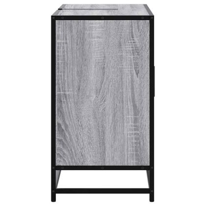 Шкаф за мивка за баня, сив сонома, 80x33x60 см, инженерно дърво