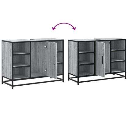 Шкаф за мивка за баня, сив сонома, 80x33x60 см, инженерно дърво