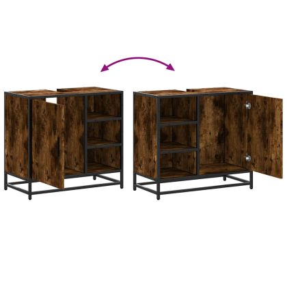 Шкаф за мивка в банята опушен дъб инженерна дървесина