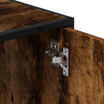 Шкаф за мивка в банята опушен дъб 90x33x60 cm