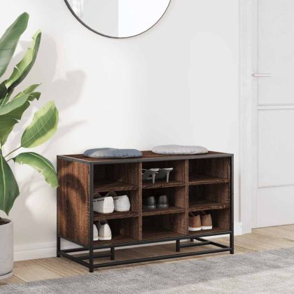 Пейка за обувки Кафяв дъб Изработена дървесина и метал