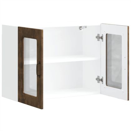 Кухненски стенен шкаф със стъклена врата "Kalmar" опушен дъб, инженерна дървесина