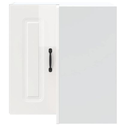 Кухненски стенен ъглов шкаф, Kalmar, бял гланц, инженерно дърво