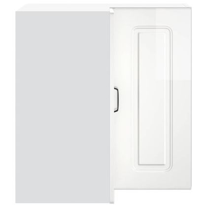 Кухненски стенен ъглов шкаф, Kalmar, бял гланц, инженерно дърво