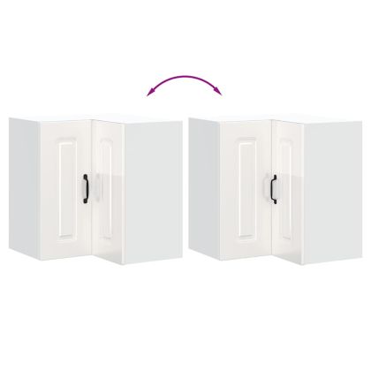 Кухненски стенен ъглов шкаф, Kalmar, бял гланц, инженерно дърво