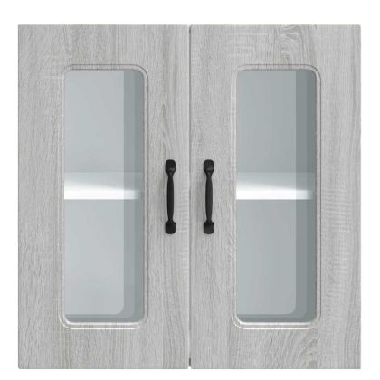 Кухненски стенен шкаф със стъклена врата "Kalmar", сив, инженерно дърво сонома