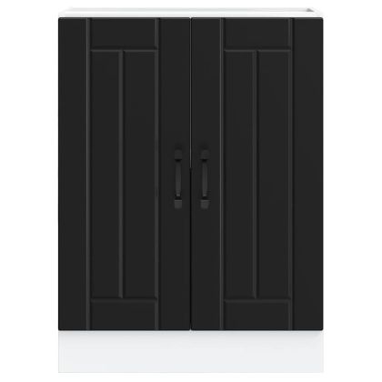 Шкаф за мивка, Lucca, черен, инженерно дърво