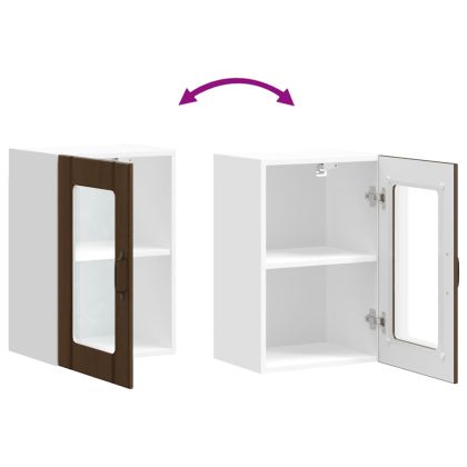 Кухненски стенен шкаф със стъклена врата Lucca кафяв дъб