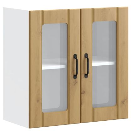 Кухненски стенен шкаф със стъклена врата "Lucca" от дъб Artisan, инженерна дървесина