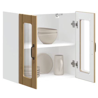 Кухненски стенен шкаф със стъклена врата "Lucca" от дъб Artisan, инженерна дървесина