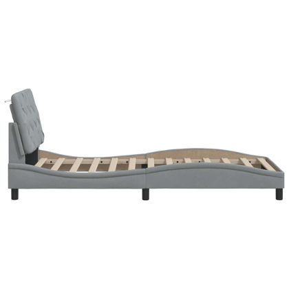 Рамка за легло без матрак, светлосива, 90x190 см, плат