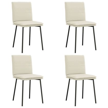 Трапезни столове, 4 бр, кремави, кадифе