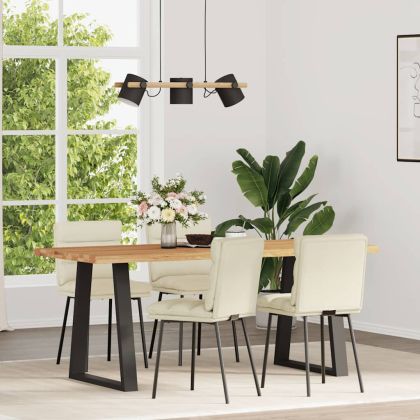 Трапезни столове, 4 бр, кремави, кадифе