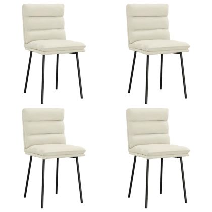 Трапезни столове, 4 бр, кремави, кадифе