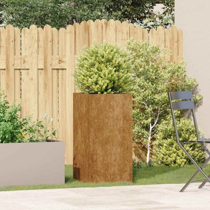 Кашпа, ръждива, 40x40x80 см, патинираща стомана