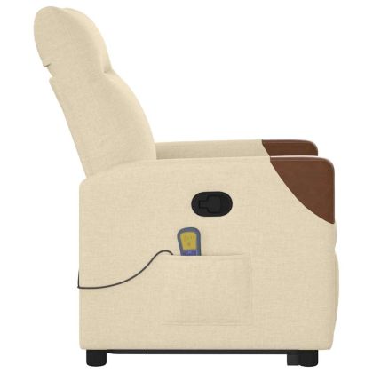 Изправящ масажен реклайнер стол, кремав, текстил