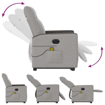 Електрически изправящ масажен реклайнер стол облачносив текстил