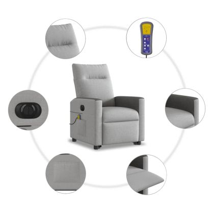 Електрически изправящ масажен реклайнер стол облачносив текстил