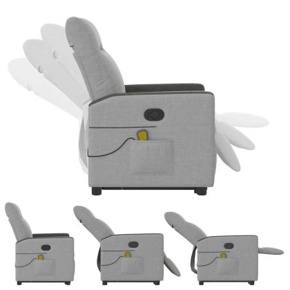 Изправящ масажен реклайнер стол, облачно сив, текстил