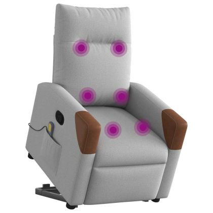 Изправящ масажен реклайнер стол, облачно сив, текстил