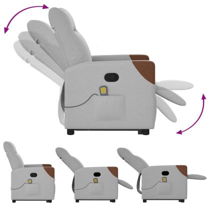 Изправящ масажен реклайнер стол, облачно сив, текстил