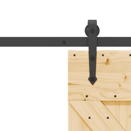 Плъзгаща врата с монтажни части, 70x210 см, борово дърво масив